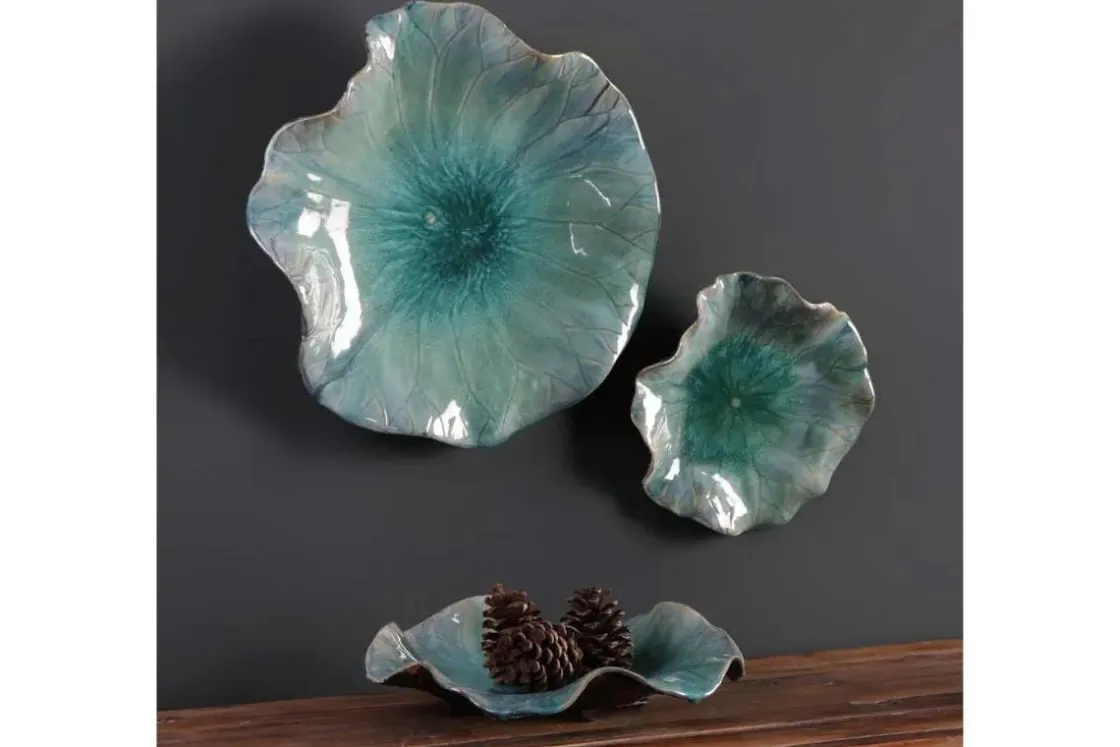 Mor Furniture Abella Ceramic Wall Art In Blue, Set Of 3