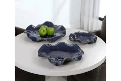 Mor Furniture Abella Ceramic Wall Art In Blue, Set Of 3