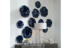 Mor Furniture Abella Ceramic Wall Art In Blue, Set Of 3