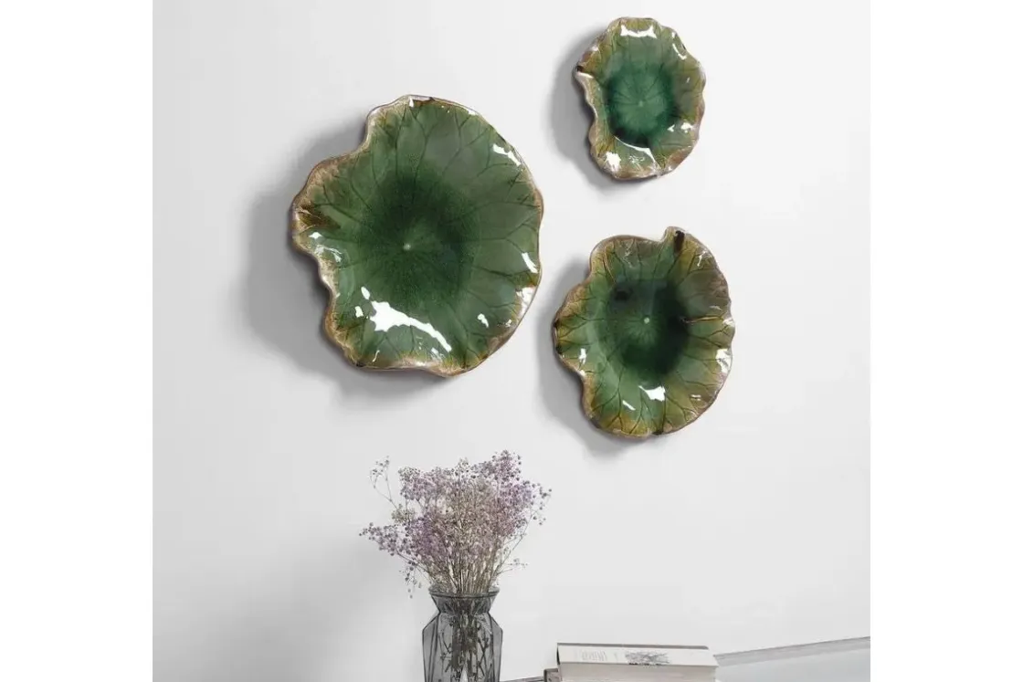 Mor Furniture Abella Ceramic Wall Art In Blue, Set Of 3