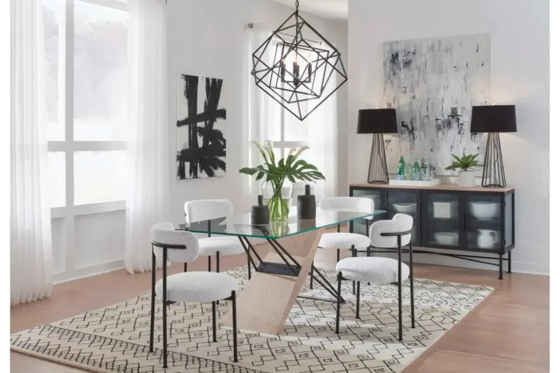Mor Furniture Aere Dining Table & 4 Chairs In Natural Ash/Ivory