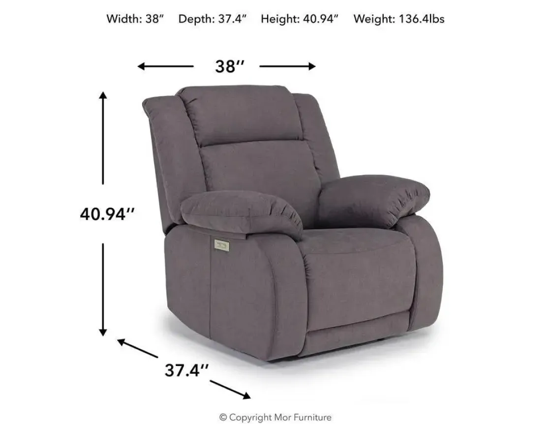 Mor Furniture Alastor 2 Power Recliner In Dark Gray