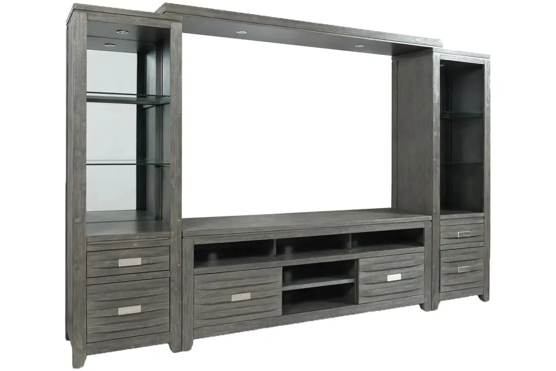 Mor Furniture Altamonte 4 Piece Entertainment Center In Gray, 70 Inch
