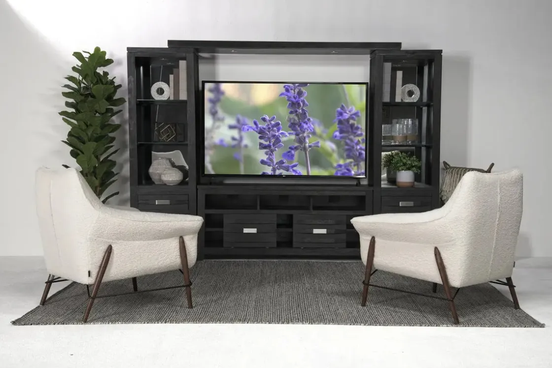 Mor Furniture Altamonte 4 Piece Entertainment Center In Gray, 70 Inch