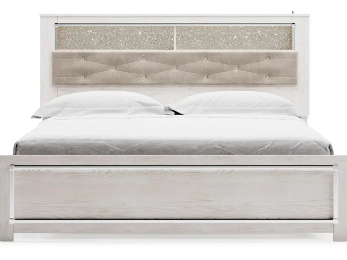 Mor Furniture Altyra Bookcase Bed In Pearl White, Queen