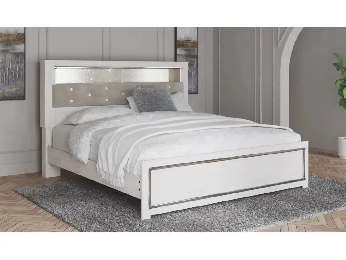 Mor Furniture Altyra Bookcase Bed In Pearl White, Queen