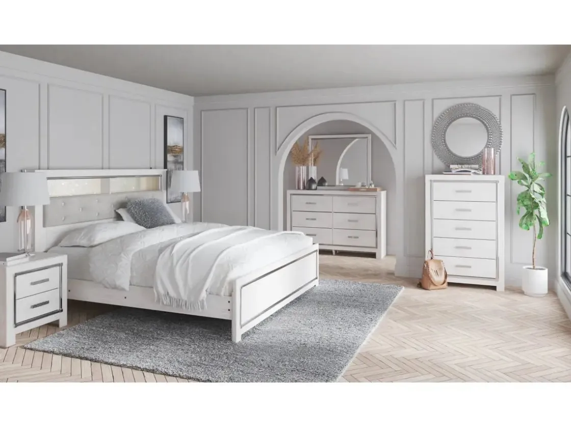 Mor Furniture Altyra Bookcase Bed In Pearl White, Queen