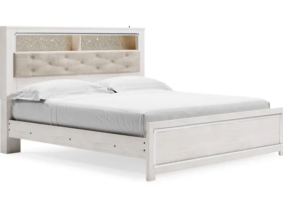 Mor Furniture Altyra Bookcase Bed In Pearl White, Queen
