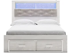 Mor Furniture Altyra Bookcase Bed W/ Storage In Pearl White, Queen
