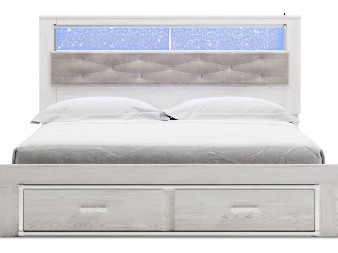 Mor Furniture Altyra Bookcase Bed W/ Storage In Pearl White, Queen