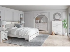 Mor Furniture Altyra Bookcase Bed W/ Storage In Pearl White, Queen