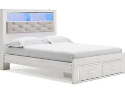 Mor Furniture Altyra Bookcase Bed W/ Storage In Pearl White, Queen