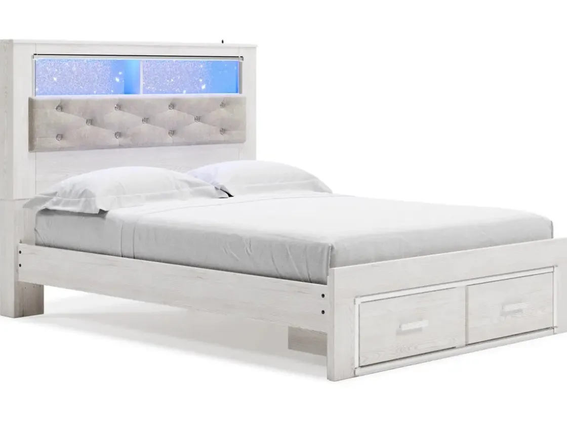 Mor Furniture Altyra Bookcase Bed W/ Storage In Pearl White, Queen