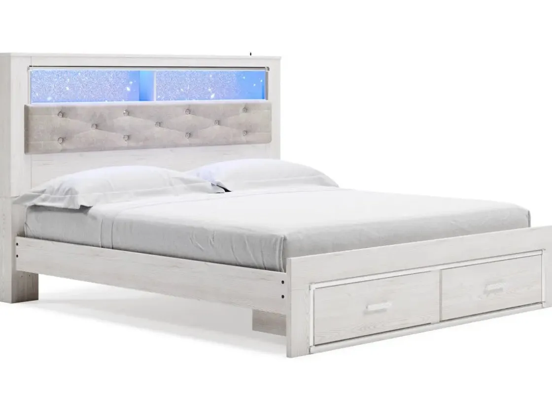 Mor Furniture Altyra Bookcase Bed W/ Storage In Pearl White, Queen