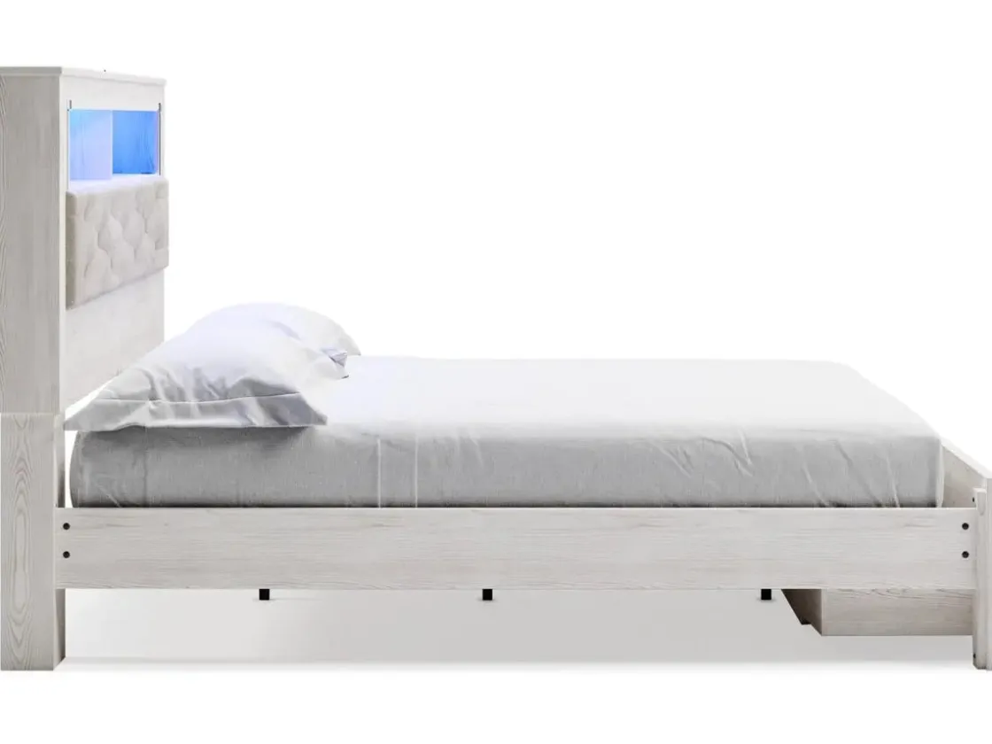 Mor Furniture Altyra Bookcase Bed W/ Storage In Pearl White, Queen