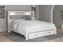 Mor Furniture Altyra Bookcase Bed W/ Storage In Pearl White, Queen