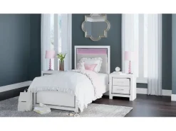 Mor Furniture Altyra Panel Bed In Pearl White, Twin