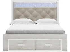 Mor Furniture Altyra Panel Bed W/ Storage In Pearl White, Queen