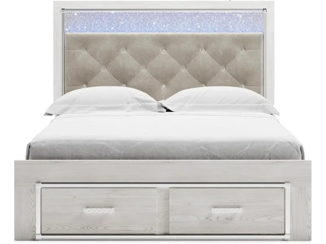 Mor Furniture Altyra Panel Bed W/ Storage In Pearl White, Queen