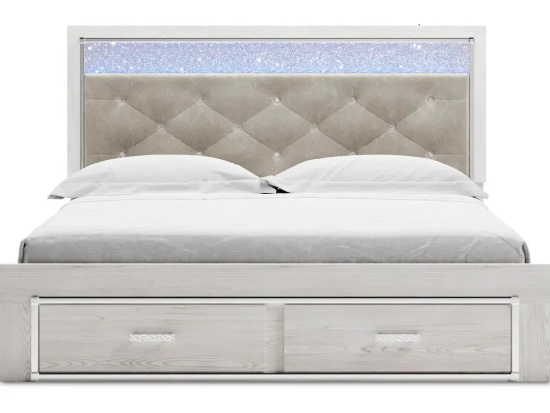 Mor Furniture Altyra Panel Bed W/ Storage In Pearl White, Queen