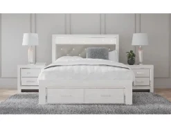 Mor Furniture Altyra Panel Bed W/ Storage In Pearl White, Queen