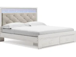 Mor Furniture Altyra Panel Bed W/ Storage In Pearl White, Queen