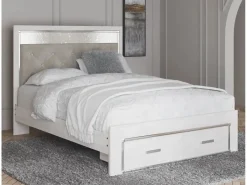 Mor Furniture Altyra Panel Bed W/ Storage In Pearl White, Queen