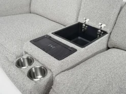 Mor Furniture Amara 6 Piece 2 Power Sectional W/ 2 Power Armless Recliner In Tasmin Granite