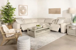 Mor Furniture Amara 6 Piece 2 Power Sectional W/ 2 Power Armless Recliner In Tasmin Granite