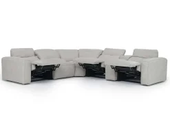 Mor Furniture Amara 6 Piece 2 Power Sectional W/ 2 Power Armless Recliner In Tasmin Granite