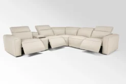 Mor Furniture Amara 6 Piece 2 Power Sectional W/ 2 Power Armless Recliner In Tasmin Granite