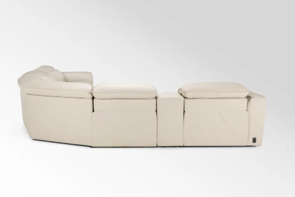 Mor Furniture Amara 6 Piece 2 Power Sectional W/ 2 Power Armless Recliner In Tasmin Granite
