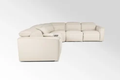 Mor Furniture Amara 6 Piece 2 Power Sectional W/ 2 Power Armless Recliner In Tasmin Granite
