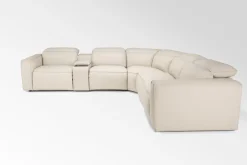 Mor Furniture Amara 6 Piece 2 Power Sectional W/ 2 Power Armless Recliner In Tasmin Granite