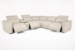 Mor Furniture Amara 6 Piece 2 Power Sectional W/ 2 Power Armless Recliner In Tasmin Granite
