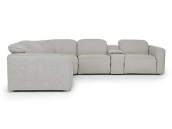 Mor Furniture Amara 6 Piece 2 Power Sectional W/ 2 Power Armless Recliner In Tasmin Granite