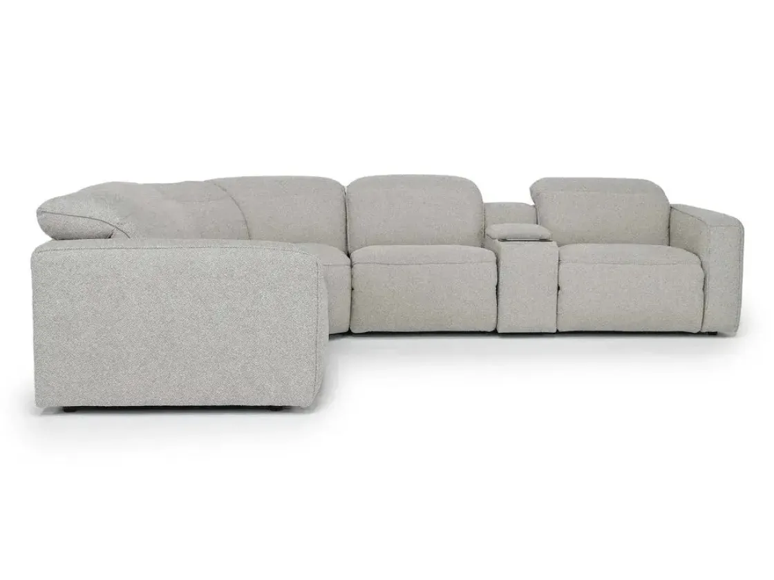Mor Furniture Amara 6 Piece 2 Power Sectional W/ 2 Power Armless Recliner In Tasmin Granite
