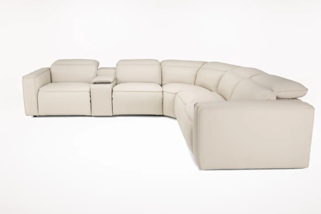 Mor Furniture Amara 6 Piece 2 Power Sectional W/ 2 Power Armless Recliner In Tasmin Granite