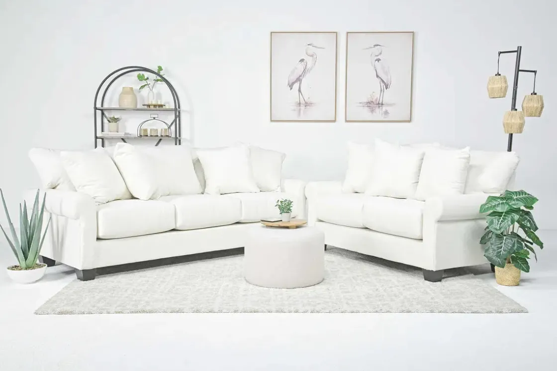 Mor Furniture Amelia Crypton Performance Loveseat In Nomad Snow, Down