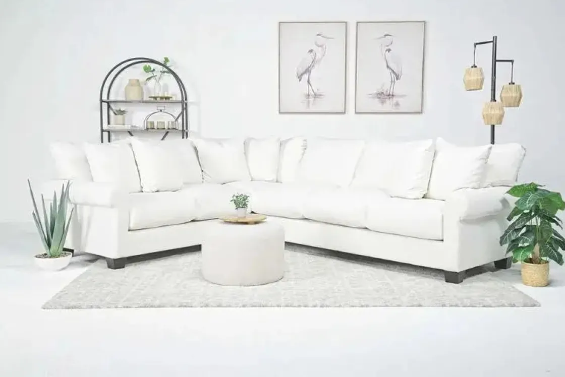 Mor Furniture Amelia Crypton Performance Tux Sofa Sectional In , Left Facing