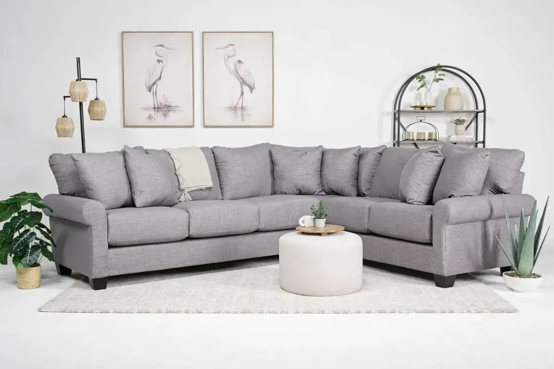 Mor Furniture Amelia Crypton Performance Tux Sofa Sectional In , Left Facing