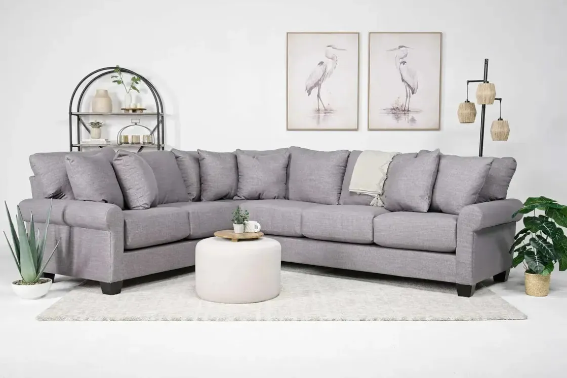 Mor Furniture Amelia Crypton Performance Tux Sofa Sectional In , Left Facing
