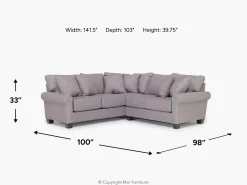Mor Furniture Amelia Crypton Performance Tux Loveseat Sectional In , Left Facing