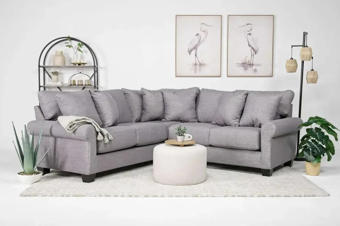 Mor Furniture Amelia Crypton Performance Tux Loveseat Sectional In , Left Facing