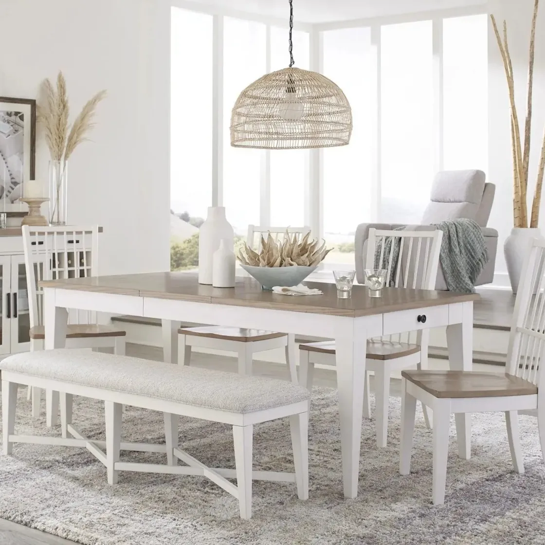 Mor Furniture Americana Dining Table & 4 Chairs & Bench In Cotton