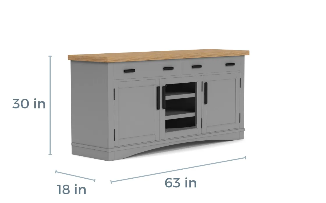 Mor Furniture Americana Media Console In Gray, 63 Inch