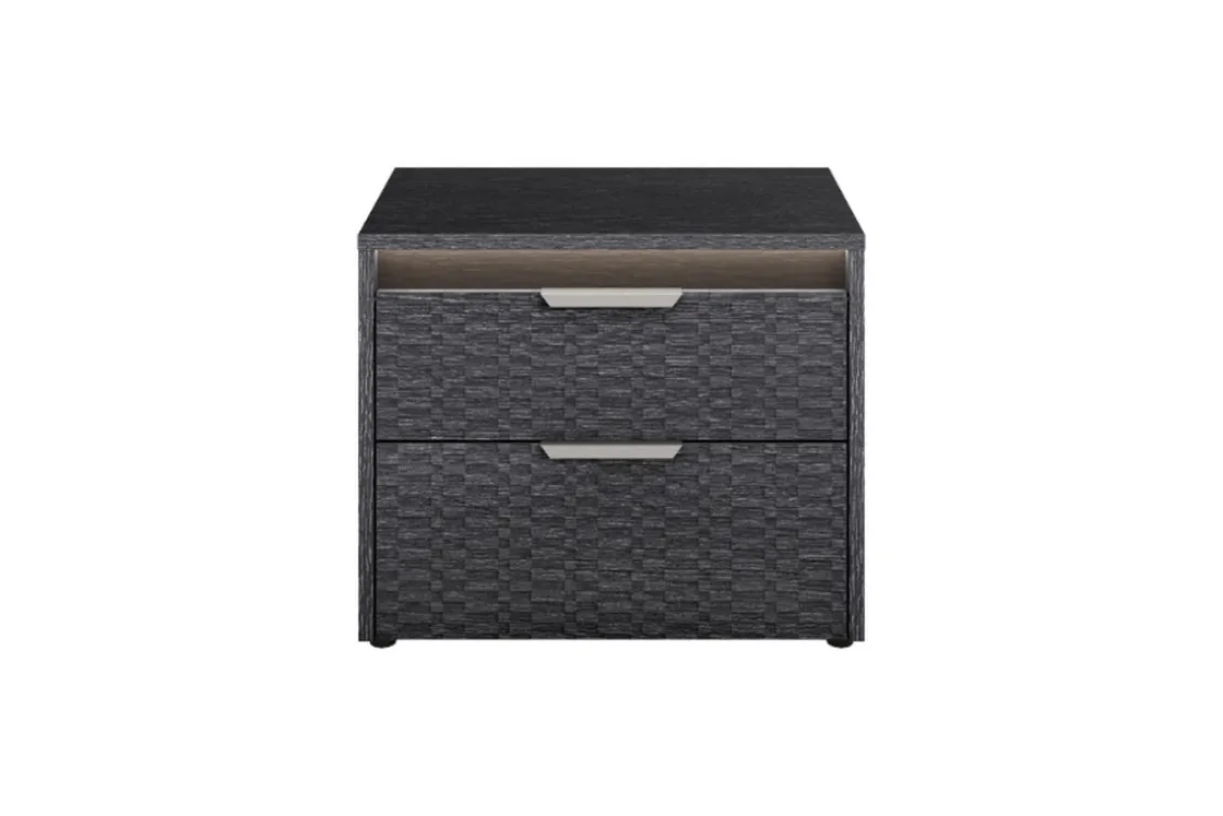 Mor Furniture Amy Upholstered Bed W/ Storage, Dresser, Mirror & Nightstand In Dark Oak, Queen