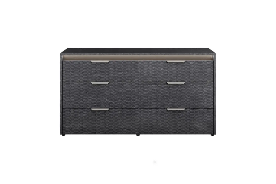 Mor Furniture Amy Upholstered Bed W/ Storage, Dresser, Mirror & Nightstand In Dark Oak, Queen