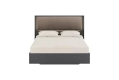 Mor Furniture Amy Upholstered Panel Bed W/ Storage In Dark Oak, Queen