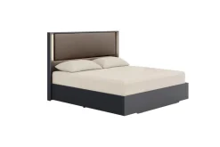 Mor Furniture Amy Upholstered Panel Bed In Dark Oak, Queen